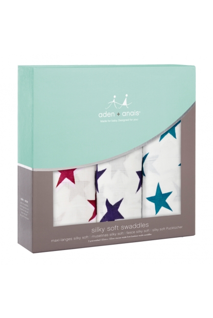 Бамбуковые пеленки для новорожденных Aden&Anais большие, набор 3, Celebration