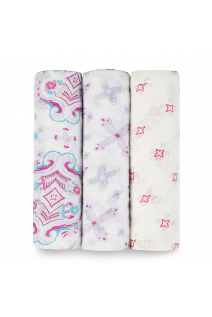 Бамбуковые пеленки для новорожденных Aden&Anais большие, набор 3, Flower Child