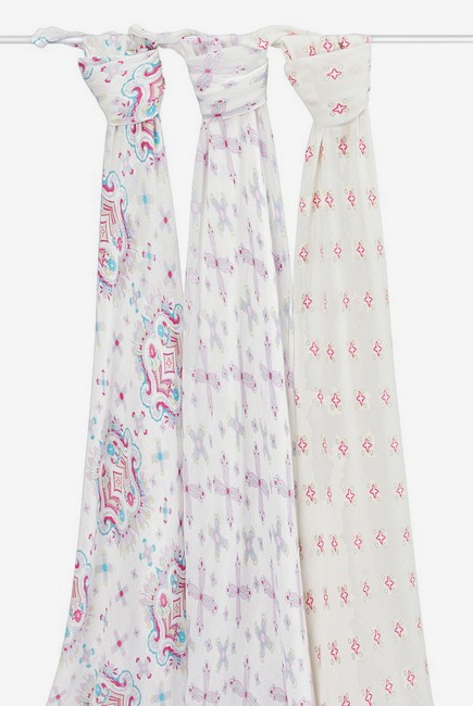 Бамбуковые пеленки для новорожденных Aden&Anais большие, набор 3, Flower Child