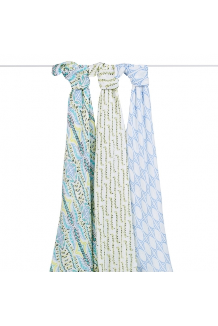 Бамбуковые пеленки для новорожденных Aden&Anais большие, набор 3, Wild One