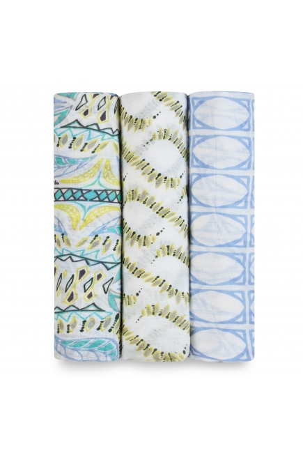 Бамбуковые пеленки для новорожденных Aden&Anais большие, набор 3, Wild One