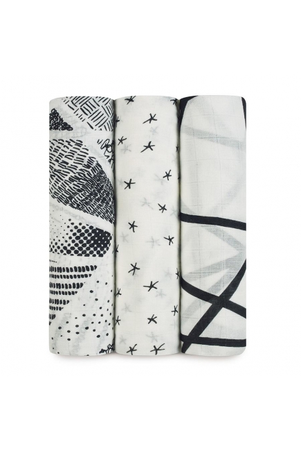 Бамбуковые пеленки для новорожденных Aden&Anais большие, набор 3, Midnight