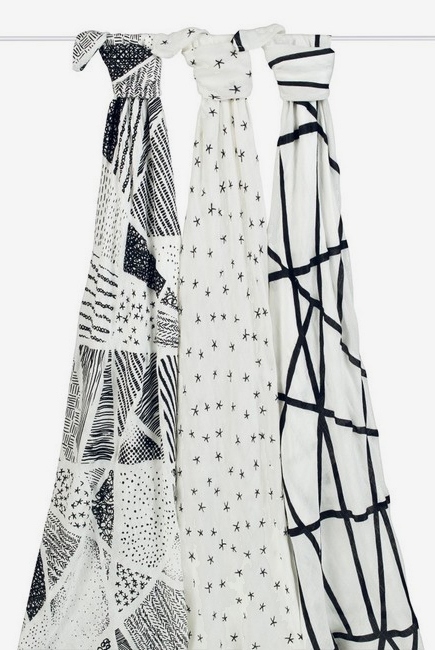 Бамбуковые пеленки для новорожденных Aden&Anais большие, набор 3, Midnight