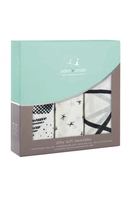 Бамбуковые пеленки для новорожденных Aden&Anais большие, набор 3, Midnight