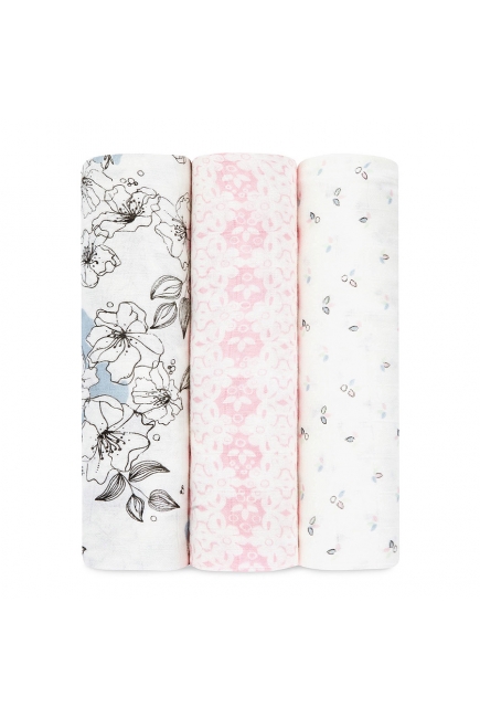 Бамбуковые пеленки для новорожденных Aden&Anais большие, набор 3, Meadowlark