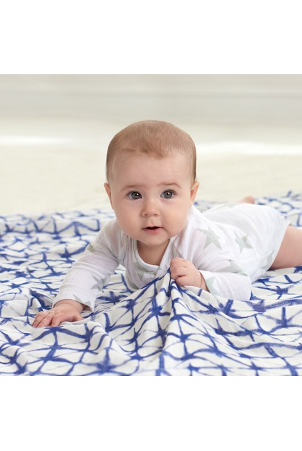 Бамбуковые пеленки для новорожденных Aden&Anais большие, набор 3, Indigo