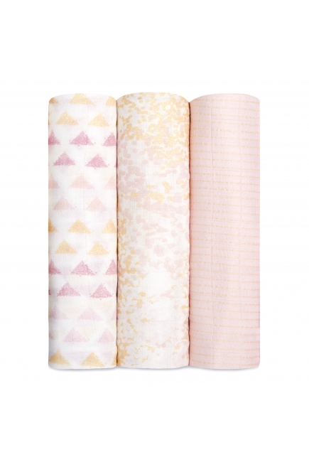 Бамбуковые пеленки для новорожденных Aden&Anais большие, набор 3, Metallic primrose