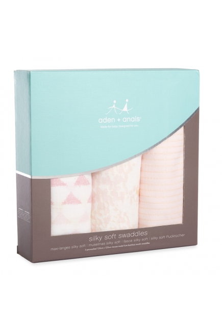 Бамбуковые пеленки для новорожденных Aden&Anais большие, набор 3, Metallic primrose