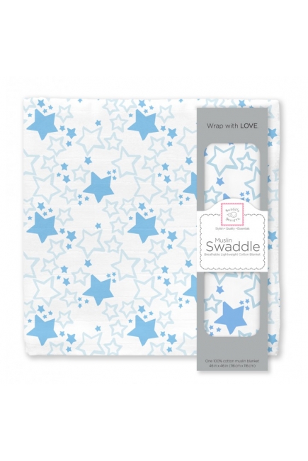 Муслиновая пеленка для новорожденных Swaddle Designs большая, Blue Starshine