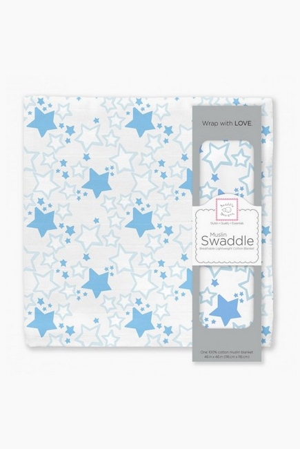 Муслиновая пеленка для новорожденных Swaddle Designs большая, Blue Starshine