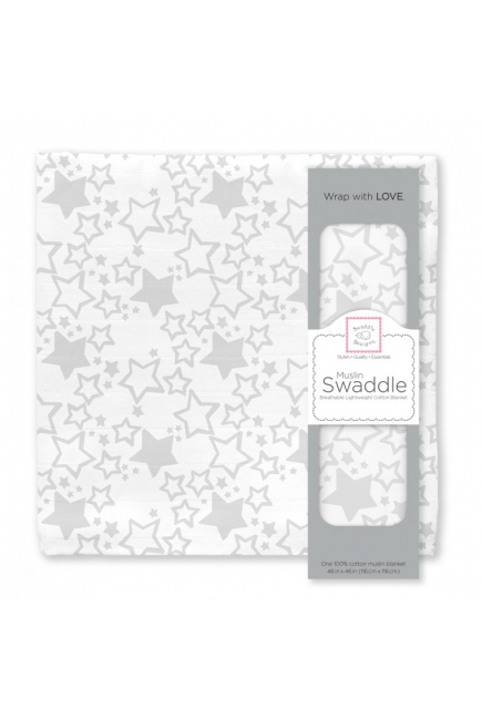 Муслиновая пеленка для новорожденных Swaddle Designs большая, Sterling Starshine