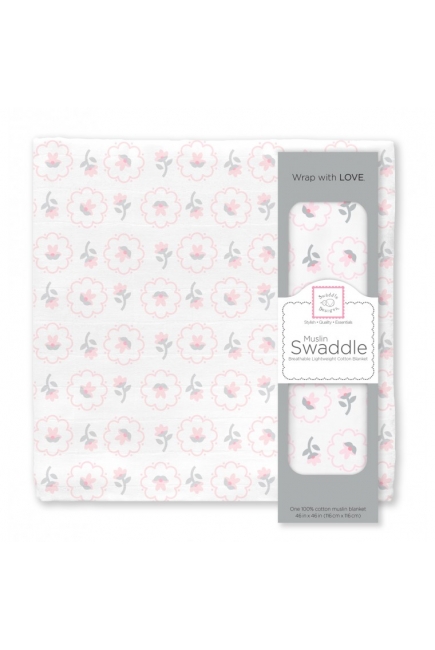Муслиновая пеленка для новорожденных Swaddle Designs большая, Pstl Pink Posies