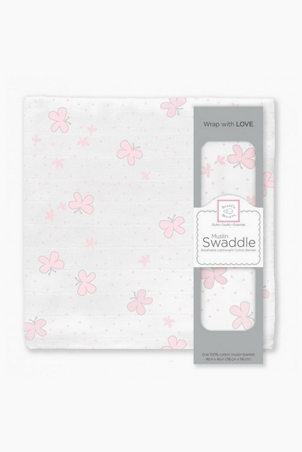 Муслиновая пеленка для новорожденных Swaddle Designs большая, Pstl Pink Butterflies