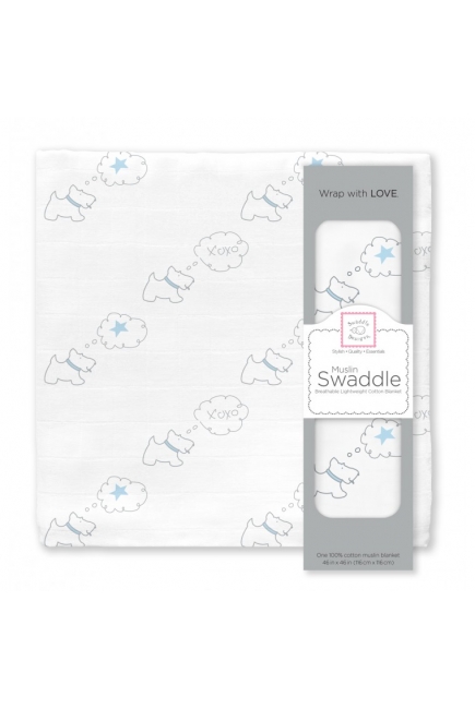 Муслиновая пеленка для новорожденных Swaddle Designs, Pstl Blue Doggie Star