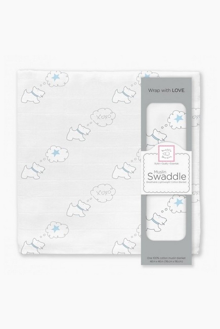 Муслиновая пеленка для новорожденных Swaddle Designs, Pstl Blue Doggie Star