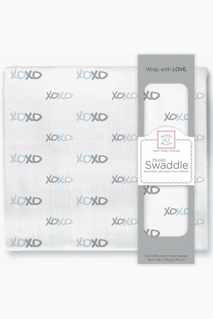 Муслиновая пеленка для новорожденных Swaddle Designs большая, Pstl Blue XOXO