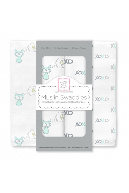 Муслиновые пеленки для новорожденных SwaddleDesigns, SeaCrystal Fox XOXO