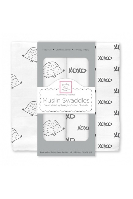 Муслиновые пеленки для новорожденных Swaddle Designs большие, Hedgehog XOXO