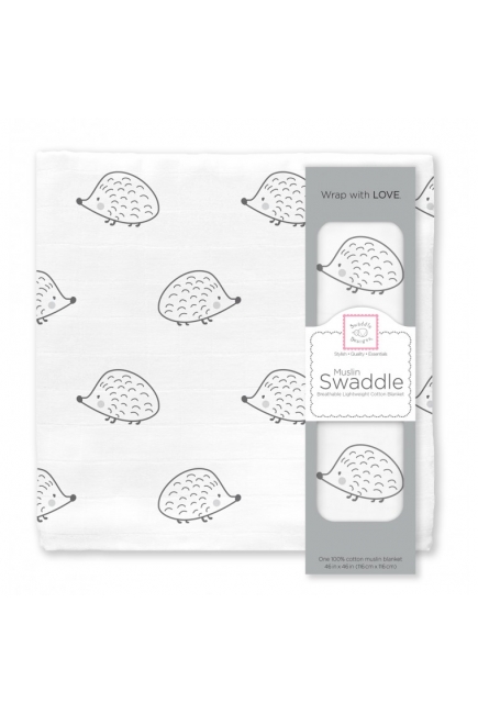 Муслиновая пеленка для новорожденных Swaddle Designs большая, Black Hedgehog