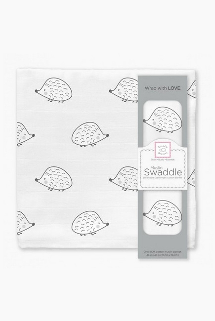 Муслиновая пеленка для новорожденных Swaddle Designs большая, Black Hedgehog