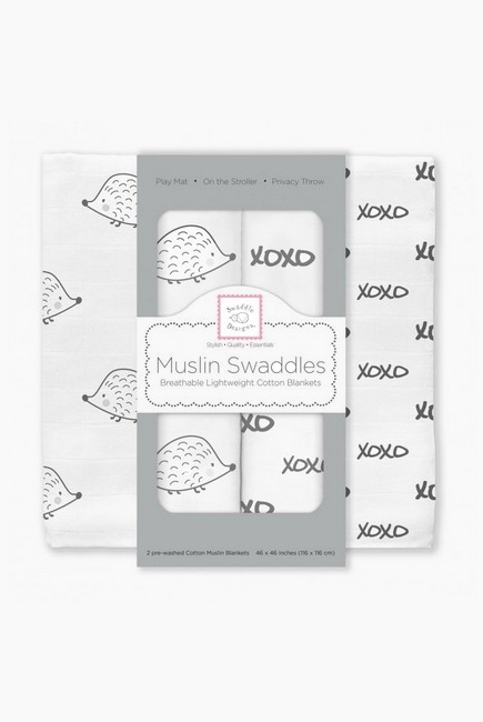 Муслиновые пеленки для новорожденных Swaddle Designs большие, Hedgehog XOXO