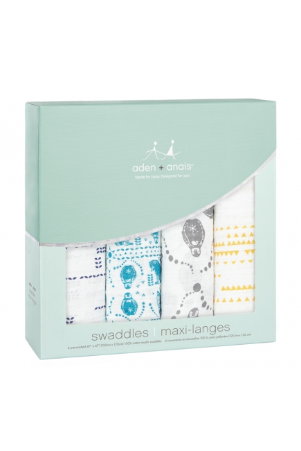 Муслиновые пеленки для новорожденных Aden&Anais большие, набор 4, Kindred