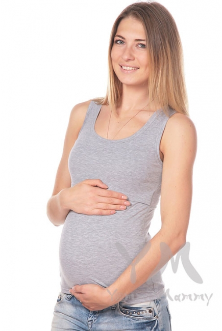 Майка для беременных и кормящих, светло-серый меланж