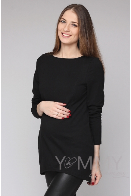 Туника из футера для беременных и кормящих, черная