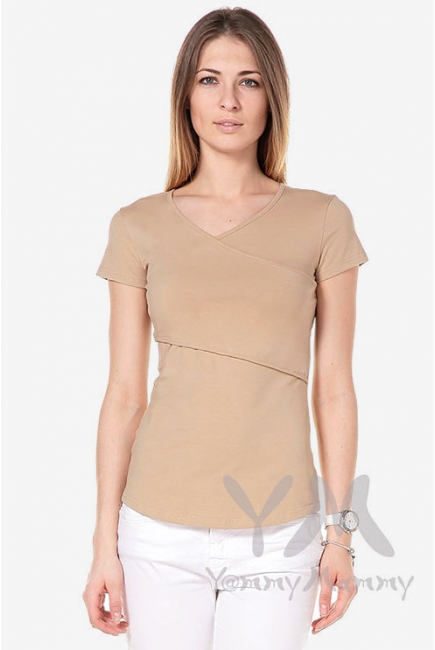 Футболка для беременных и кормящих, цвет бежевый