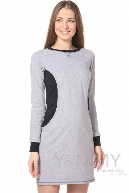 Платье спортивное для беременных и кормящих, серый меланж