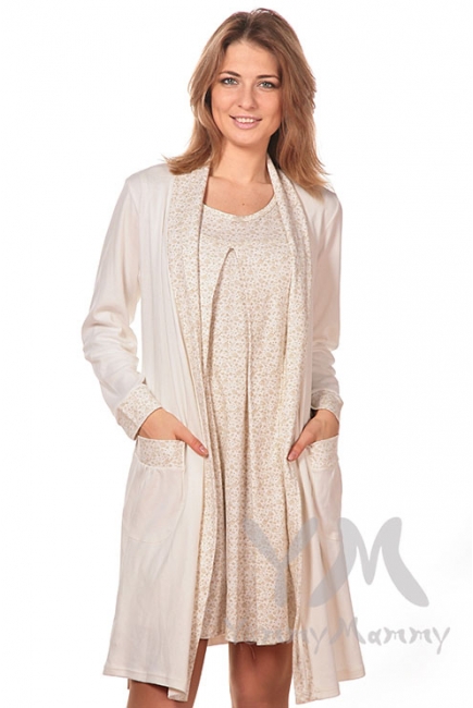 Комплект для роддома экрю/бежевые цветы