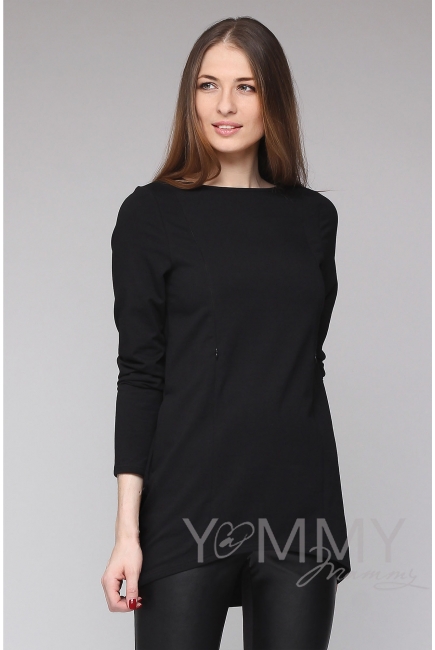 Туника из футера для беременных и кормящих, черная
