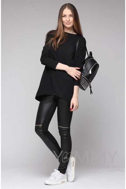 Туника из футера для беременных и кормящих, черная