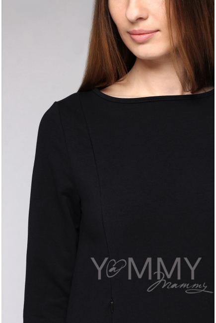 Туника из футера для беременных и кормящих, черная