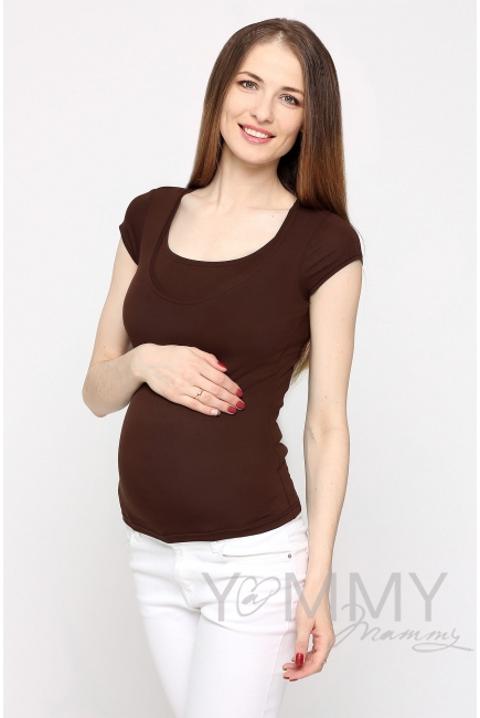 Футболка для беременных и кормящих, цвет коричневый