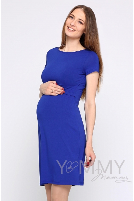 Платье для беременных и кормящих из вискозы, ультрамарин