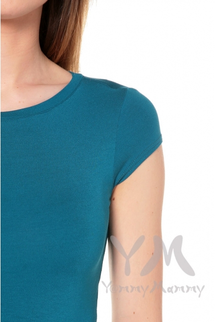 Платье длинное с карманам изумруд для кормящих