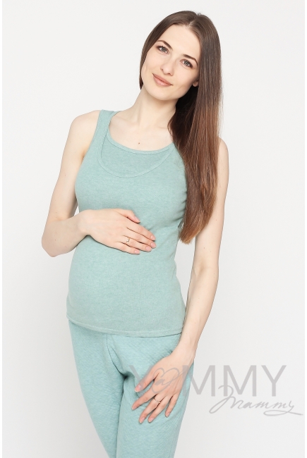 Майка для беременных и кормящих, цвет зеленый меланж