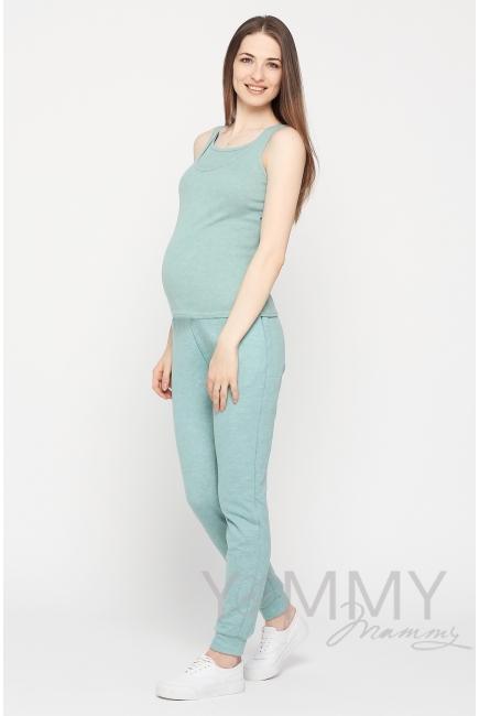 Майка для беременных и кормящих, цвет зеленый меланж