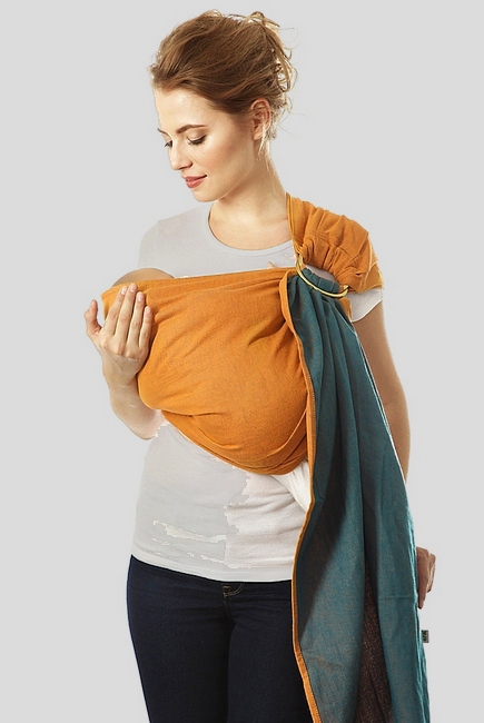 Слинг с кольцами Mums Era "Casual", деним/оранжевый