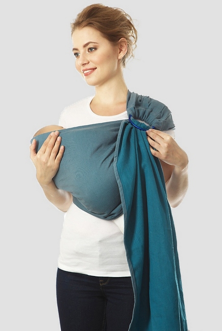 Слинг с кольцами Mums Era "Casual", петроль/джинс