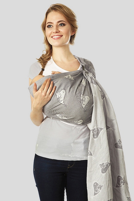 Слинг с кольцами Mums Era "Птички", антрацит