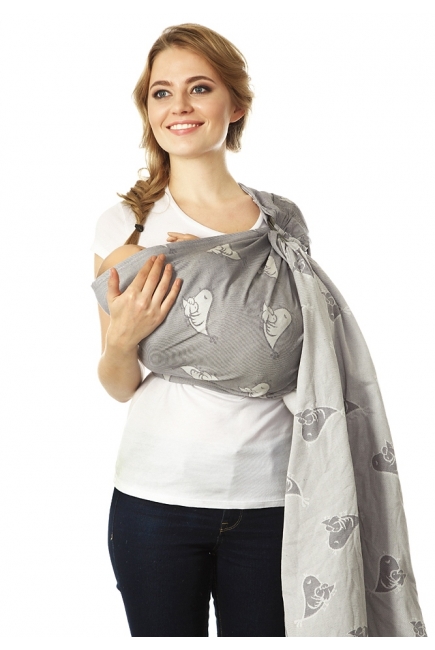 Слинг с кольцами Mums Era "Птички", антрацит