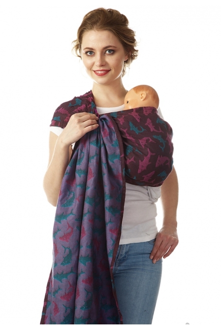 Слинг с кольцами Mums Era "Акулы", маджента/капри