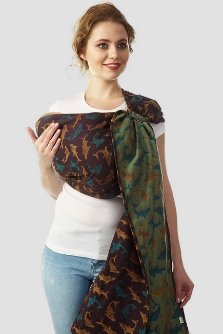 Слинг с кольцами Mums Era "Акулы", голд/корсар