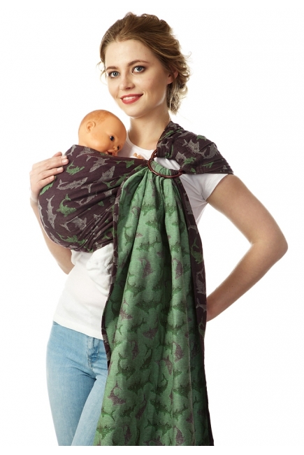 Слинг с кольцами Mums Era "Акулы", жемчуг/лайм