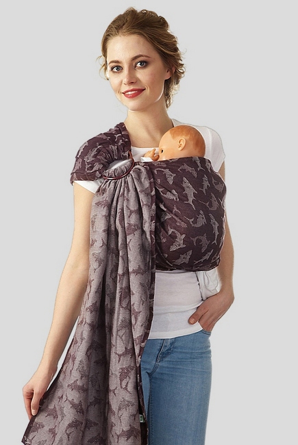 Слинг с кольцами Mums Era "Акулы", браун