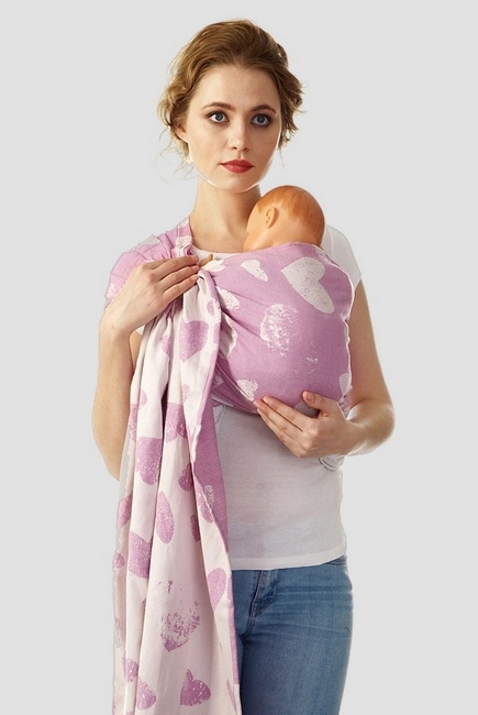 Слинг с кольцами Mums Era "Сердца", орхидея