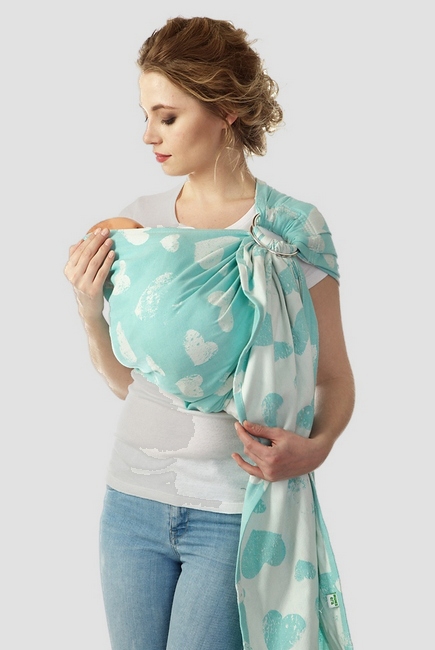 Слинг с кольцами Mums Era "Сердца", ментол