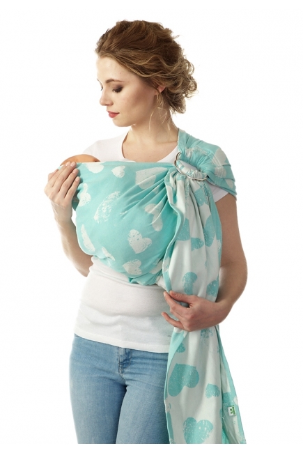 Слинг с кольцами Mums Era "Сердца", ментол